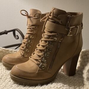 G by Guess Brown Mid Calf Lace-Up Boots